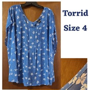 Torrid size 4 small floral print blouse - EUC